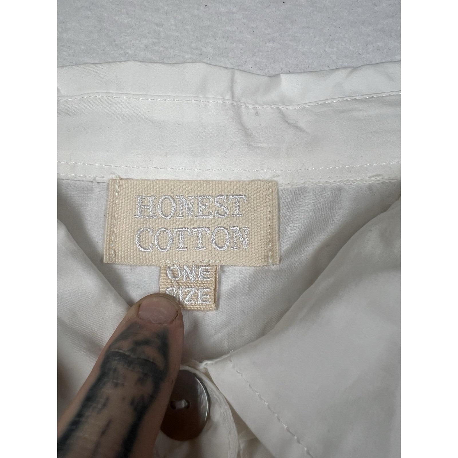 Honest Cotton White Button Up Shirt Dress One Size Euc — image 7 of 8